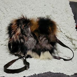 Patricia Nash dark brown purse with rabbit fur